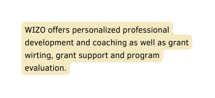 WIZO offers personalized professional development and coaching as well as grant wirting grant support and program evaluation
